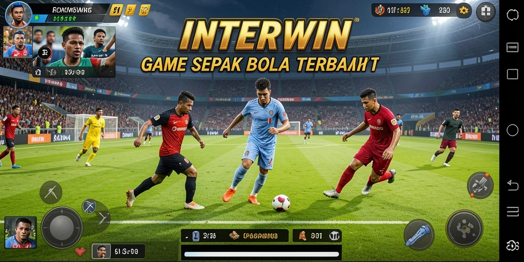 Tampilan gameplay INTERWIN yang realistis dan mendebarkan dalam pertandingan sepak bola.